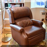 F36. Ethan Allen leather recliner. 38”h x 32”w x 36”d 